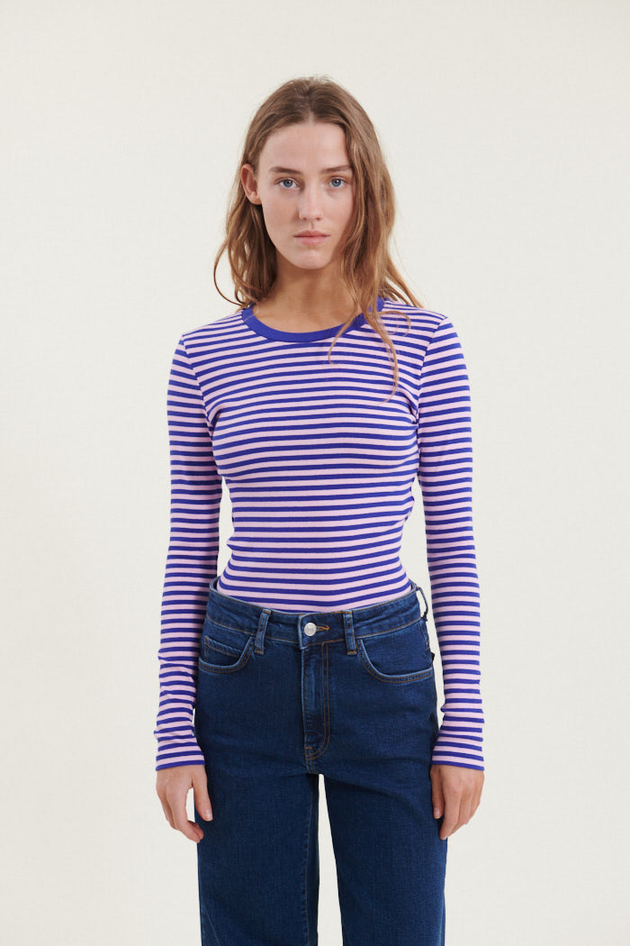 Basic Apparel Ludmilla LS Tee T-shirts 739 Clematis blue/ Sweet Lilac